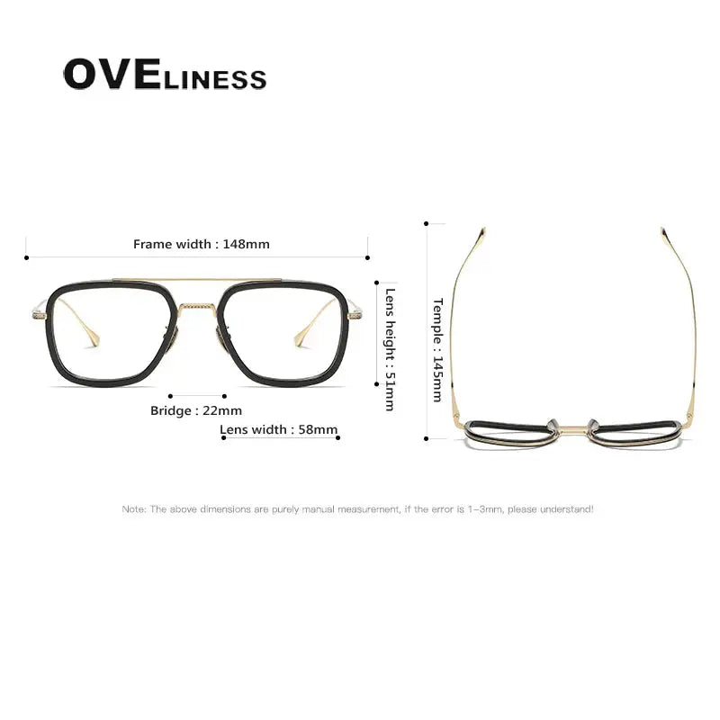 Unisex Square Full Rim Titanium Double Bridge Prescription Glasses I0006 — view 4 | Rx Spectacle