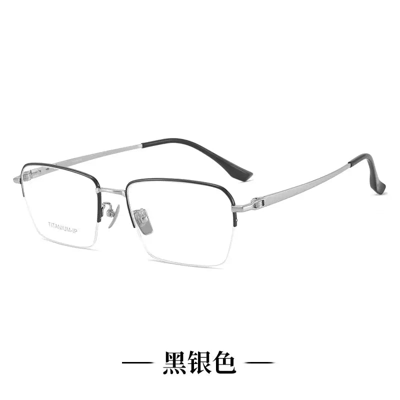 Unisex Polygon Semi-Rimless Titanium Prescription Glasses 81304 — view 5 | Rx Spectacle