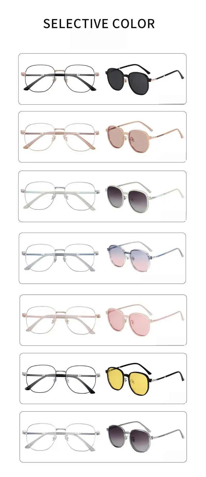 Women's Round Full Rim Alloy Clip-On Prescription Glasses Y1105 — view 12 | Rx Spectacle