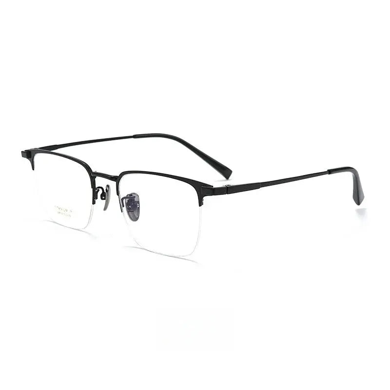 Unisex Square Semi-Rimless Titanium Prescription Glasses 26014 — view 4 | Rx Spectacle