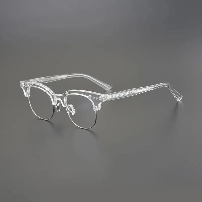 Unisex Square Semi-Rimless Acetate Prescription Glasses 15022 — view 12 | Rx Spectacle
