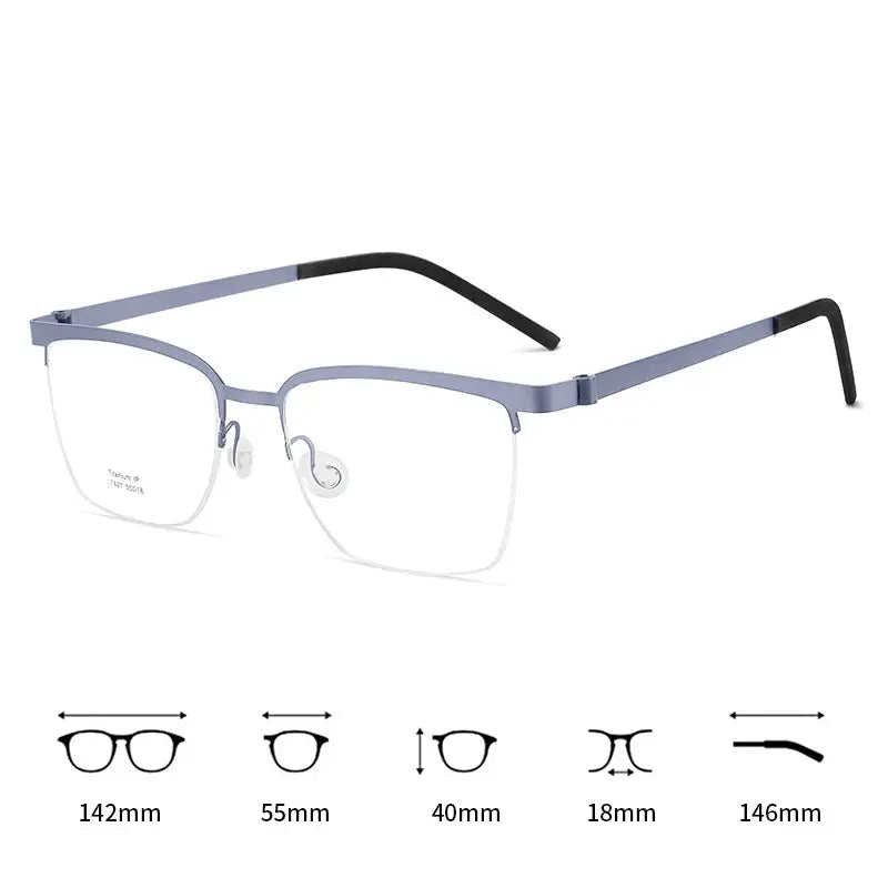 Men's Square Semi-Rimless Titanium Prescription Glasses 367427 — view 5 | Rx Spectacle