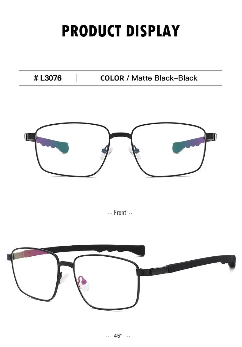 Unisex Square Full Rim Alloy Prescription Glasses 30769 — view 5 | Rx Spectacle