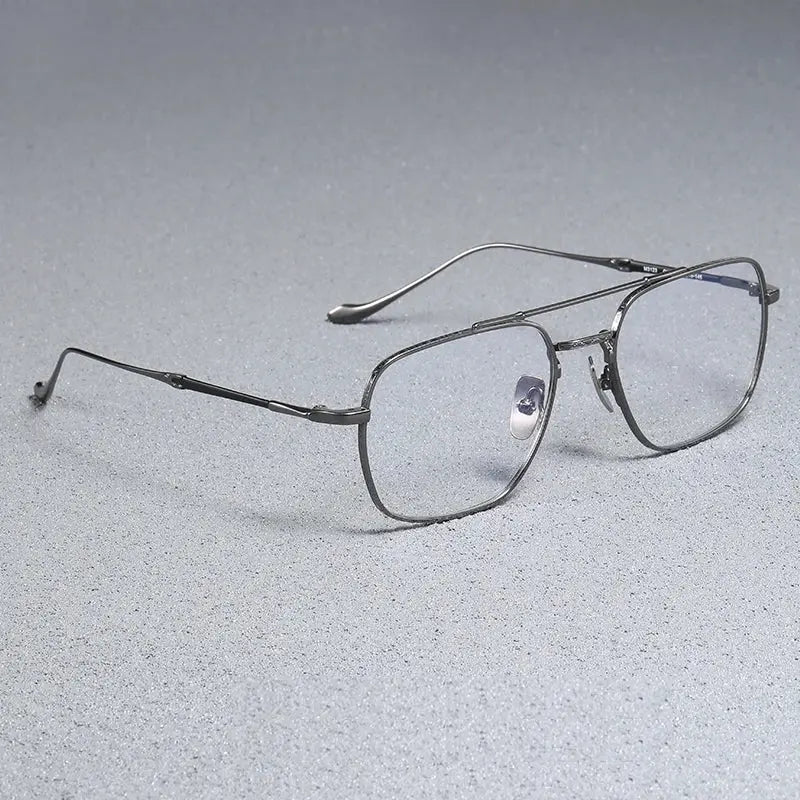 Men's Square Full Rim Titanium Double Bridge Prescription Glasses 43123 — view 6 | Rx Spectacle