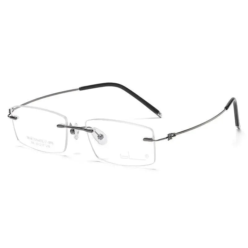 Unisex Rectangular Rimless Titanium Prescription Glasses 8581 — view 3 | Rx Spectacle