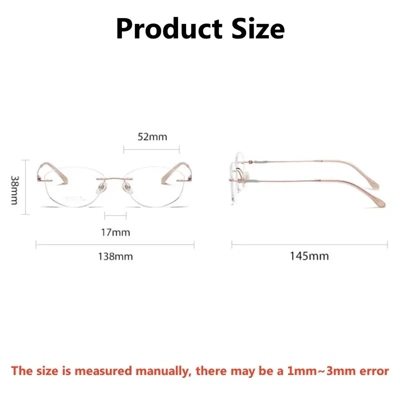 Women's Cat Eye Rimless Titanium Prescription Glasses 60331 — view 2 | Rx Spectacle