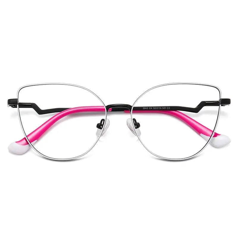 Women's Cat Eye Full Rim Alloy Prescription Glasses 3043 — view 9 | Rx Spectacle