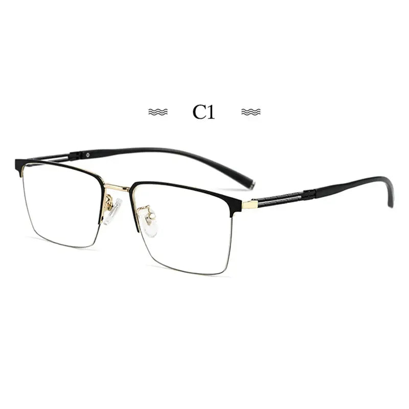 Unisex Square Semi-Rimless Titanium Prescription Glasses 486107 — view 6 | Rx Spectacle