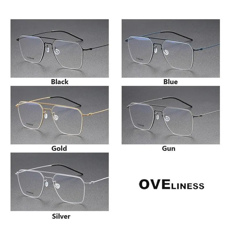 Unisex Square Full Rim Titanium Double Bridge Prescription Glasses 5517 — view 11 | Rx Spectacle