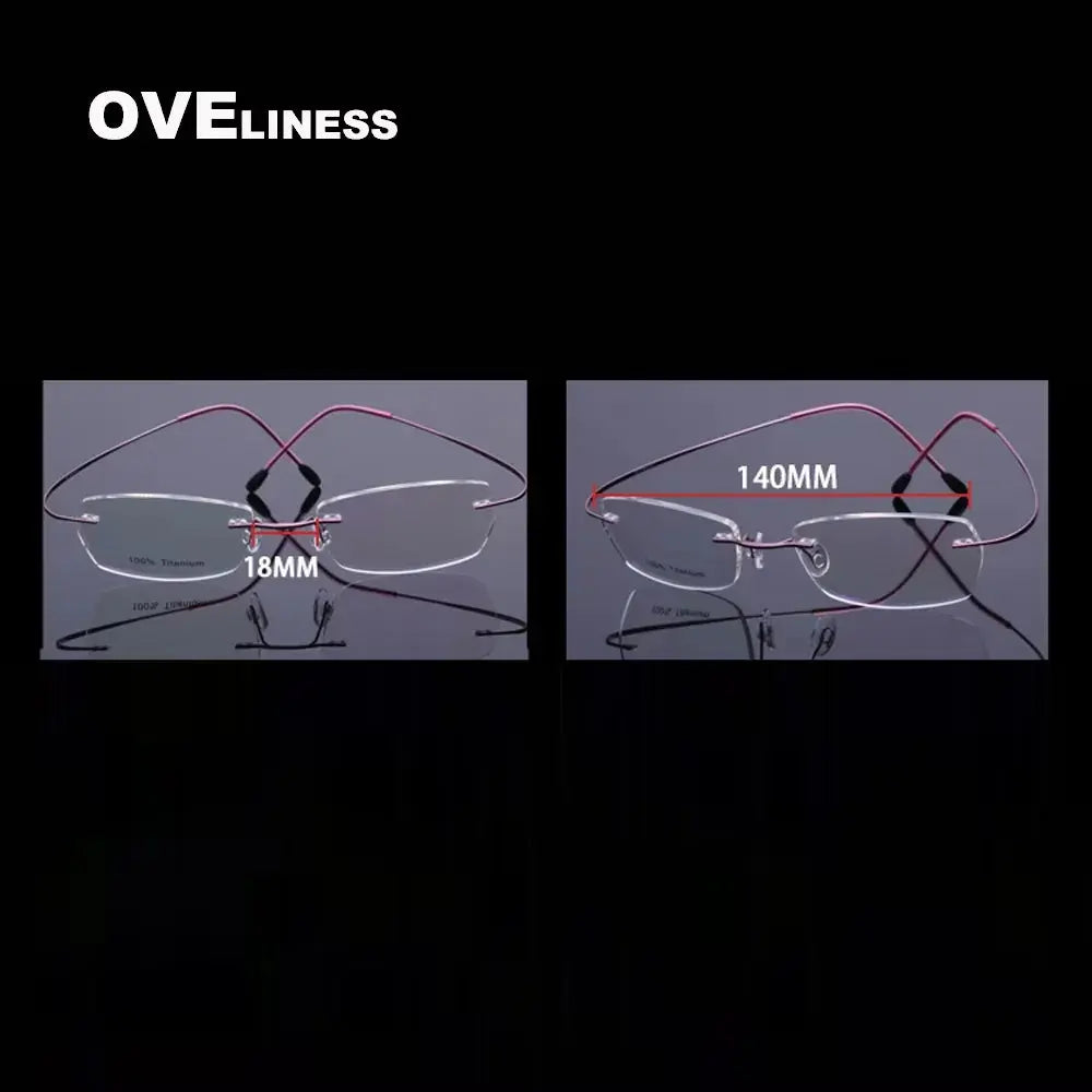 Unisex Rectangular Rimless Titanium Prescription Glasses 15002 — view 5 | Rx Spectacle