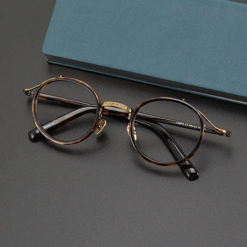 Unisex Round Full Rim Titanium Oversized Prescription Glasses 982027 — view 4 | Rx Spectacle