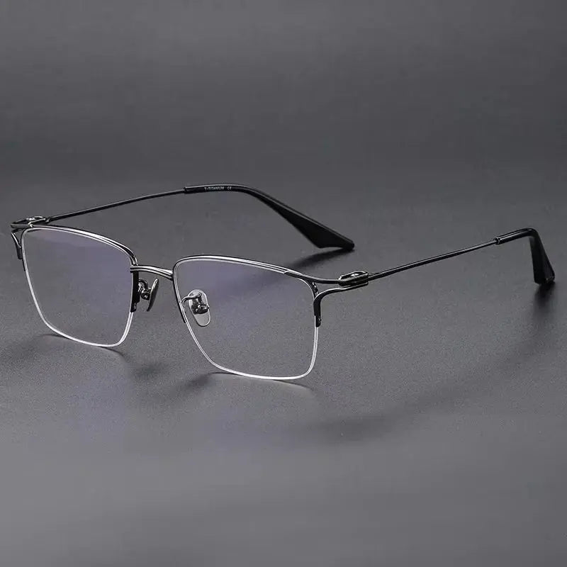 Unisex Square Semi-Rimless Titanium Prescription Glasses 81002 — view 6 | Rx Spectacle