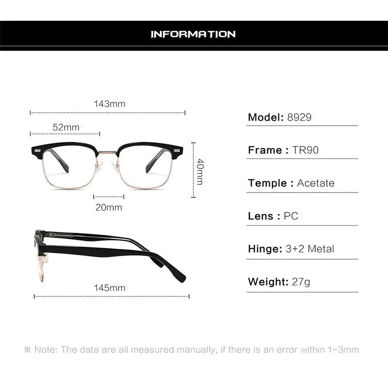 Unisex Square Full Rim Acetate Prescription Glasses 389291 — view 2 | Rx Spectacle