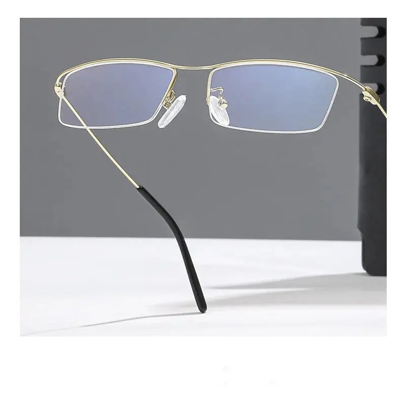 Unisex Browline Semi-Rimless Titanium Prescription Glasses 6688 — view 2 | Rx Spectacle