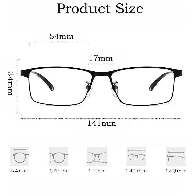 Men's Square Semi-Rimless Alloy Prescription Glasses P9212 — view 6 | Rx Spectacle