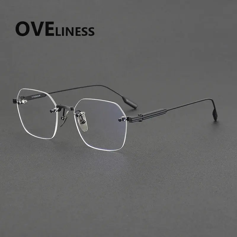 Women's Square Rimless Titanium Prescription Glasses 81038 — view 4 | Rx Spectacle