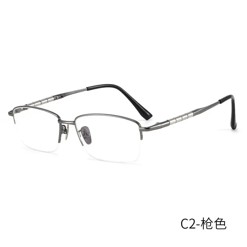 Unisex Square Semi-Rimless Titanium Prescription Glasses 98279 — view 7 | Rx Spectacle