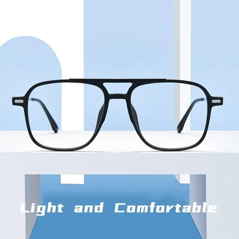 Unisex Square Full Rim Titanium Double Bridge Prescription Glasses 98008f — view 6 | Rx Spectacle