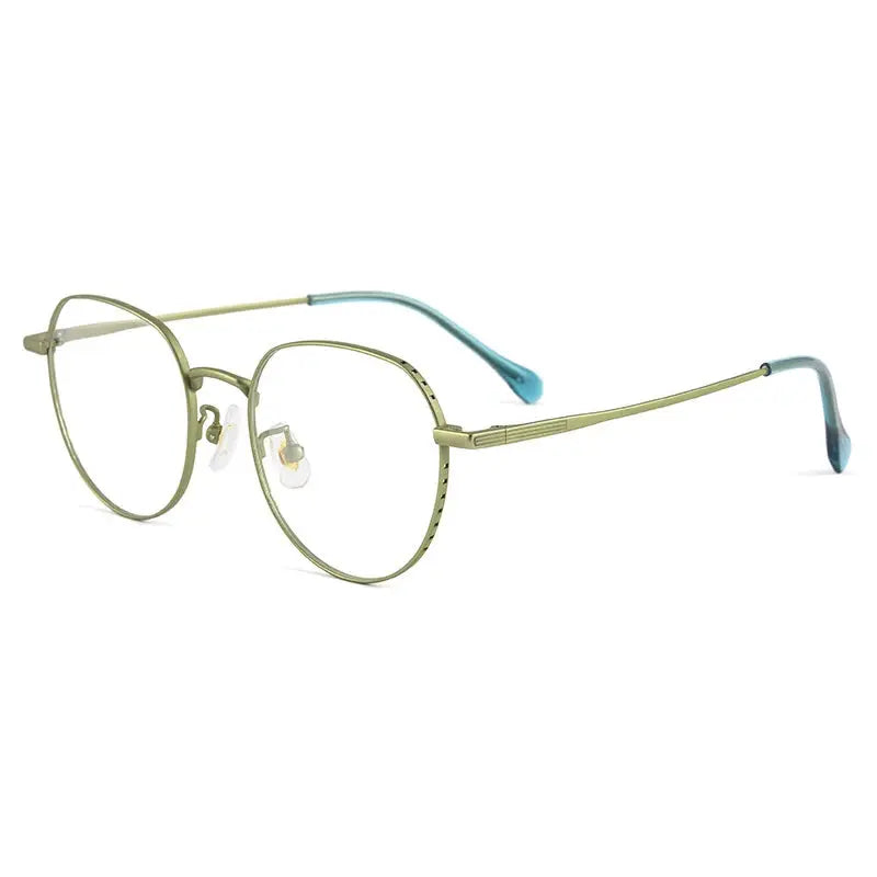 Women's Round Full Rim Titanium Flat Top Prescription Glasses 5056 — view 7 | Rx Spectacle