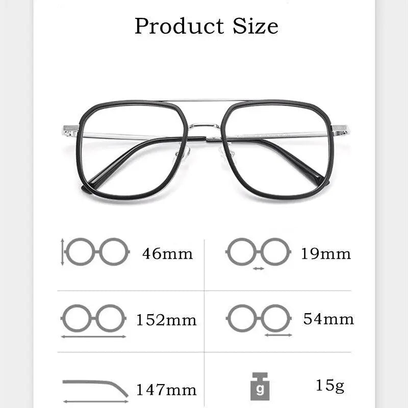 Unisex Square Full Rim Titanium Prescription Glasses 2218YJ — view 10 | Rx Spectacle