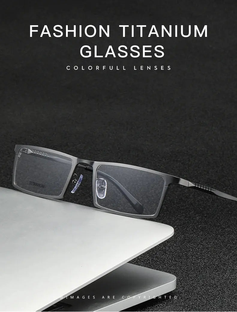 Men's Square Full Rim Titanium Prescription Glasses P8808 — view 17 | Rx Spectacle