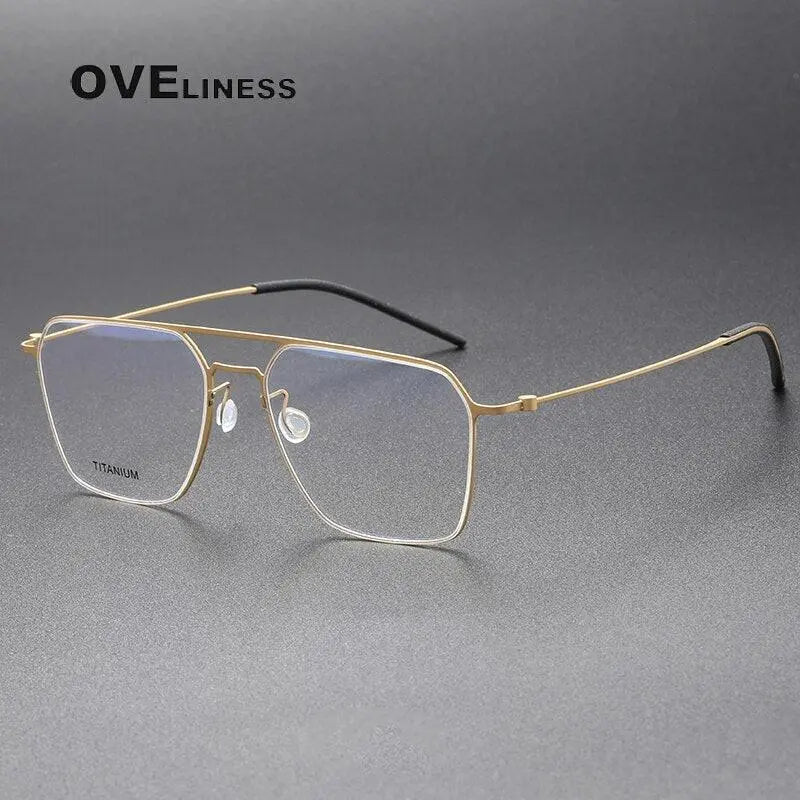 Unisex Square Full Rim Titanium Double Bridge Prescription Glasses 5517 — view 5 | Rx Spectacle