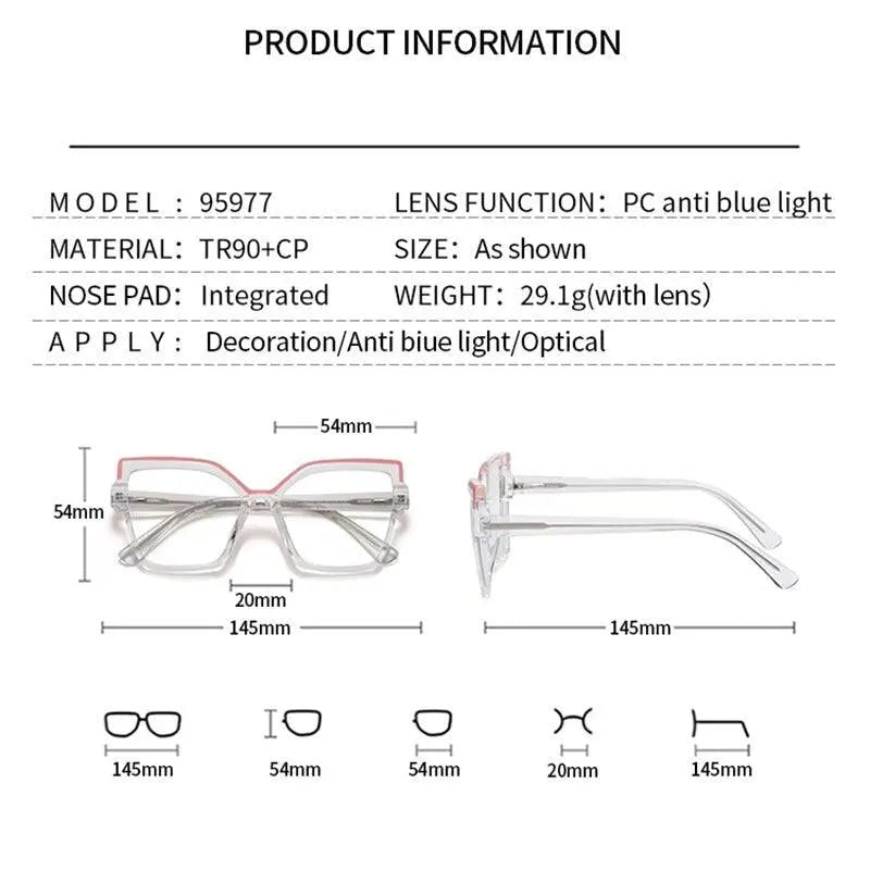 Women's Cat Eye Full Rim Alloy Prescription Glasses 95977 — view 10 | Rx Spectacle