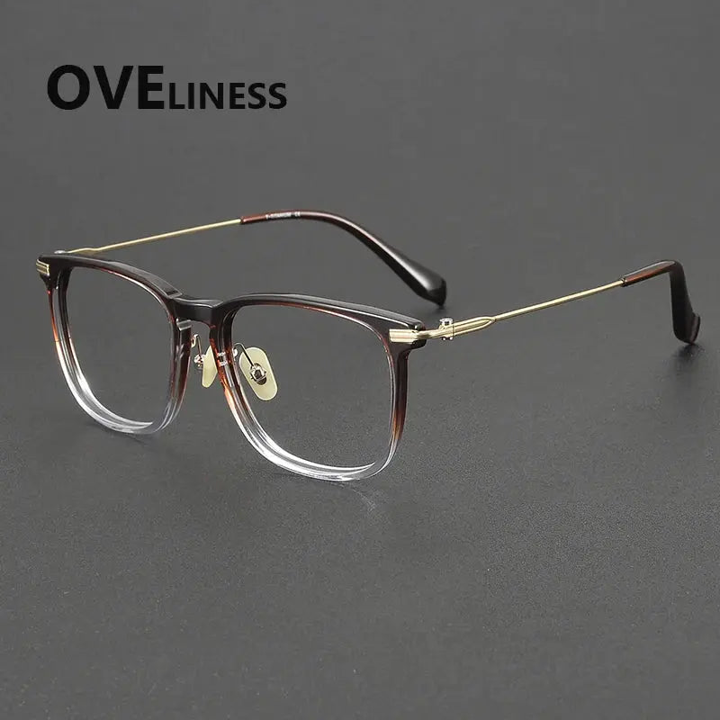 Unisex Square Full Rim Titanium Oversized Prescription Glasses 90003 — view 6 | Rx Spectacle
