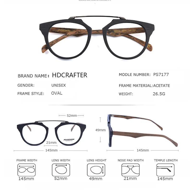 Men's Round Full Rim Titanium Double Bridge Prescription Glasses 036100 — view 2 | Rx Spectacle