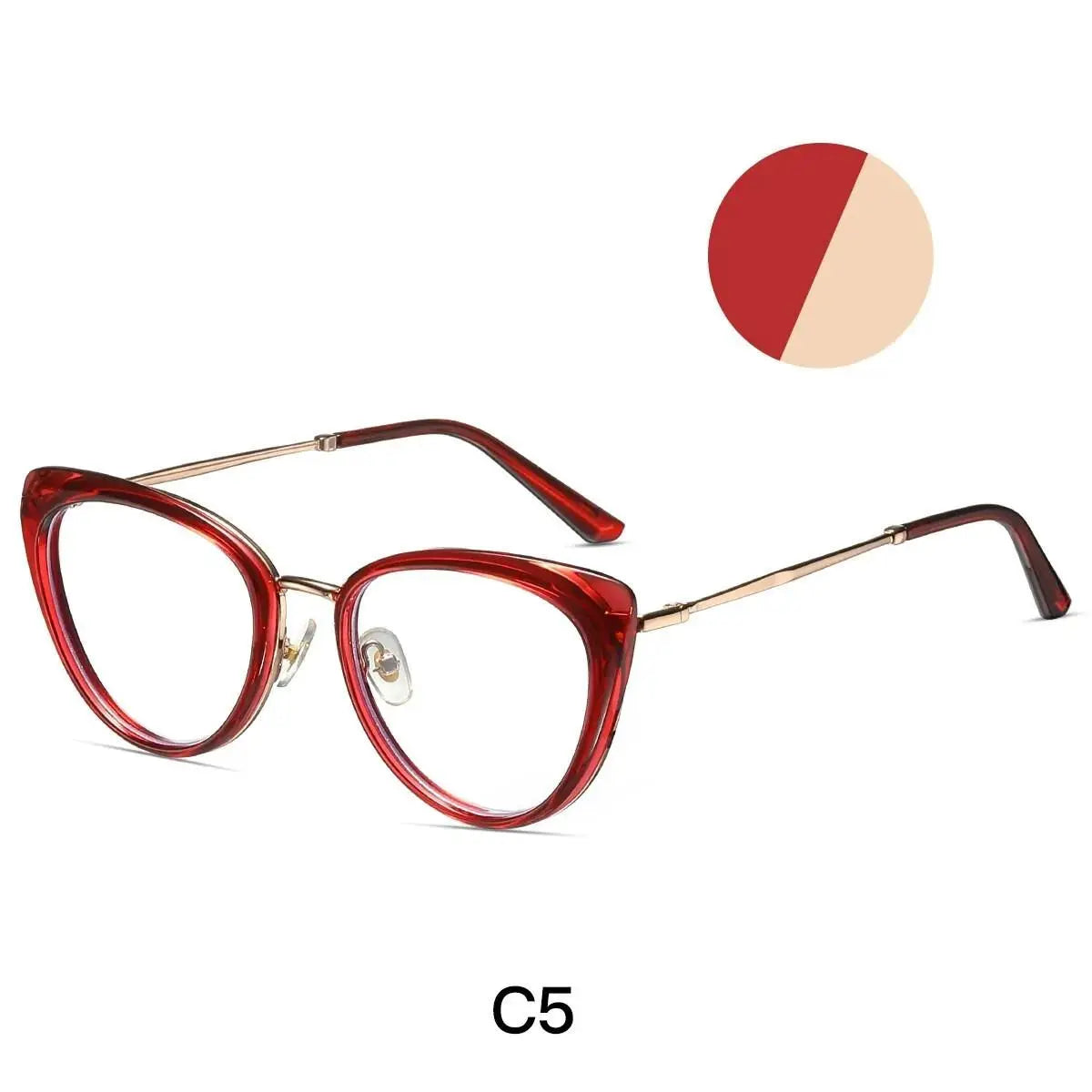 Women's Cat Eye Full Rim Alloy Prescription Glasses 87007 — view 11 | Rx Spectacle