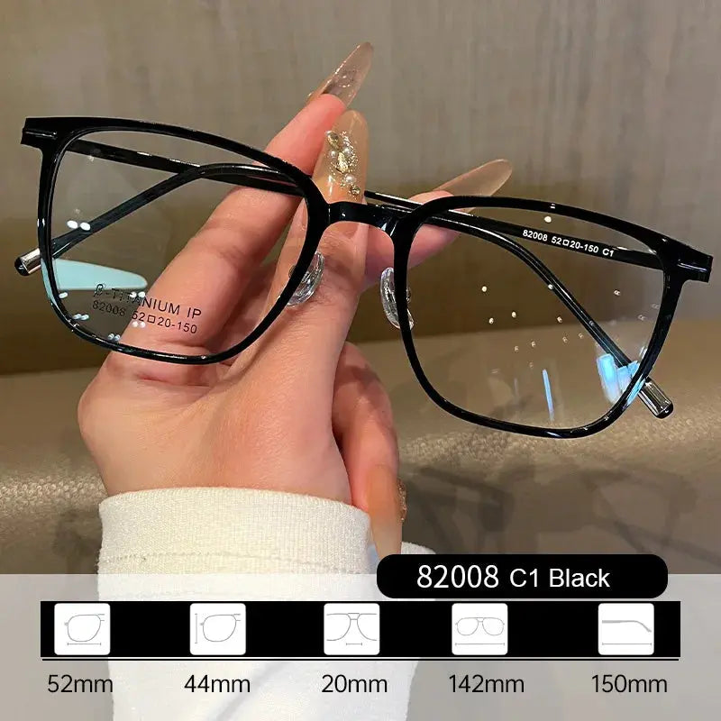Women's Square Full Rim Titanium Prescription Glasses 82008 — view 5 | Rx Spectacle