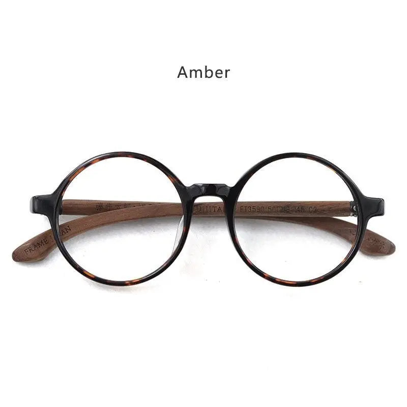 Unisex Round Full Rim Wood Prescription Glasses Ft3590 — view 2 | Rx Spectacle