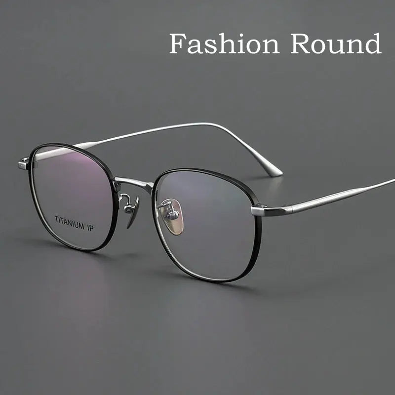 Unisex Round Full Rim Titanium Prescription Glasses Y4921 — view 3 | Rx Spectacle
