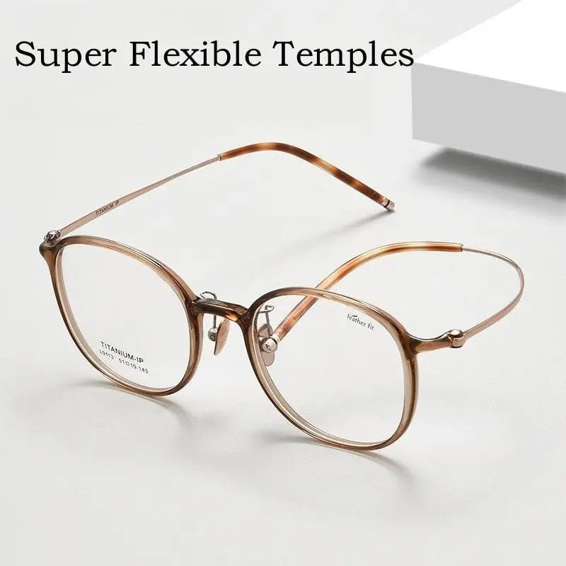 Unisex Round Full Rim Titanium Prescription Glasses L9113y — view 8 | Rx Spectacle