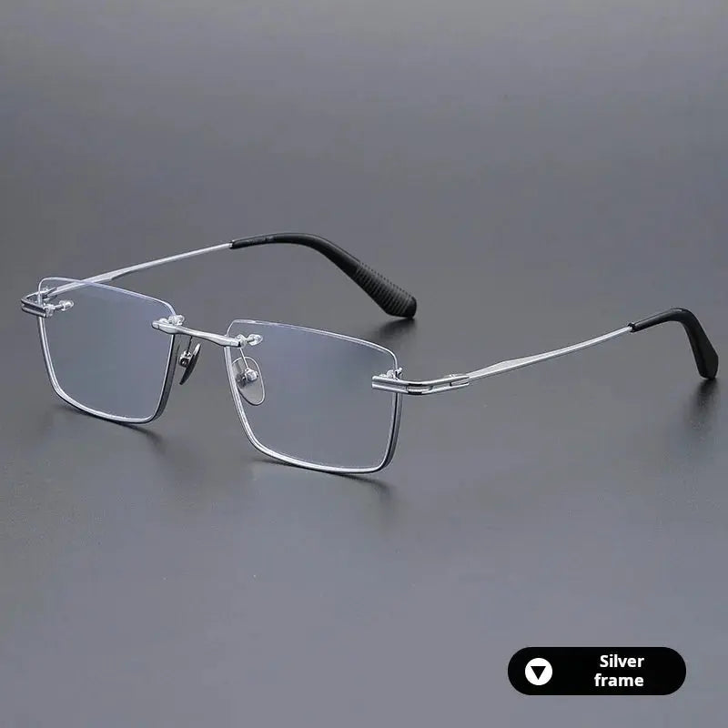 Unisex Polygon Semi-Rimless Titanium Oversized Prescription Glasses 72416 — view 7 | Rx Spectacle
