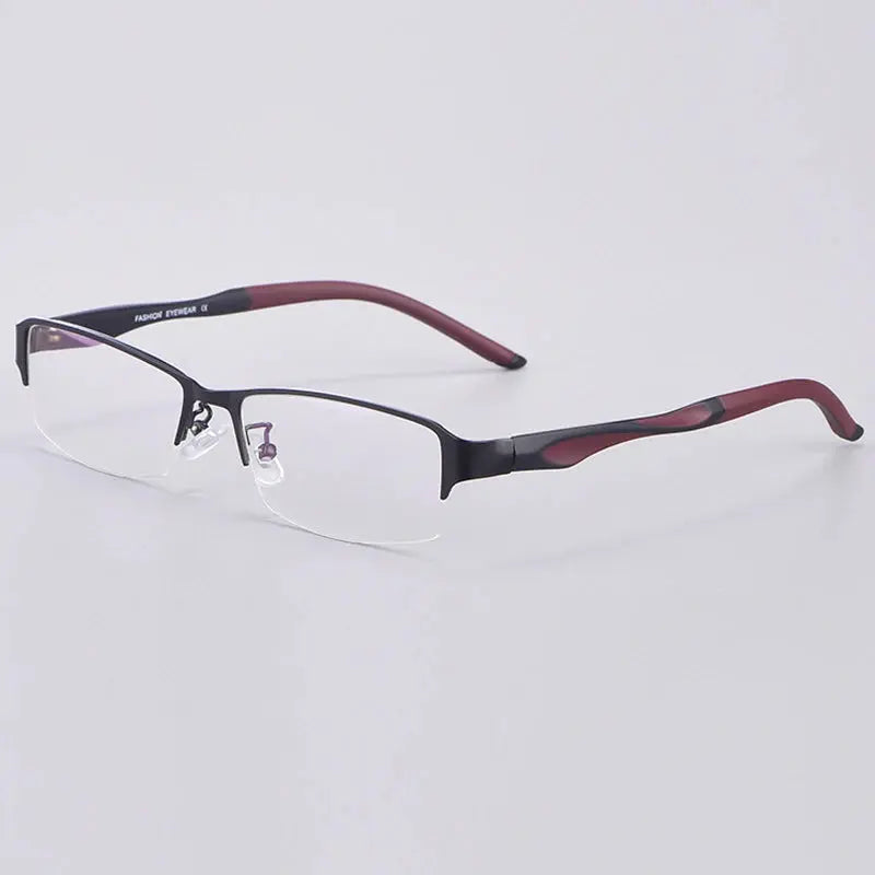 Men's Rectangular Semi-Rimless Alloy Prescription Glasses 681000 — view 3 | Rx Spectacle