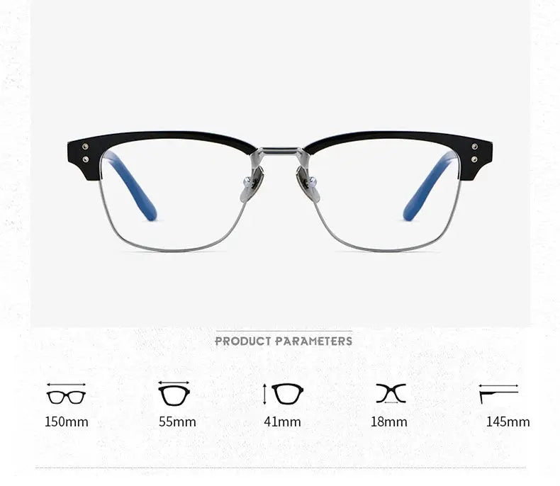 Men's Square Full Rim Titanium Oversized Prescription Glasses 499132 — view 2 | Rx Spectacle