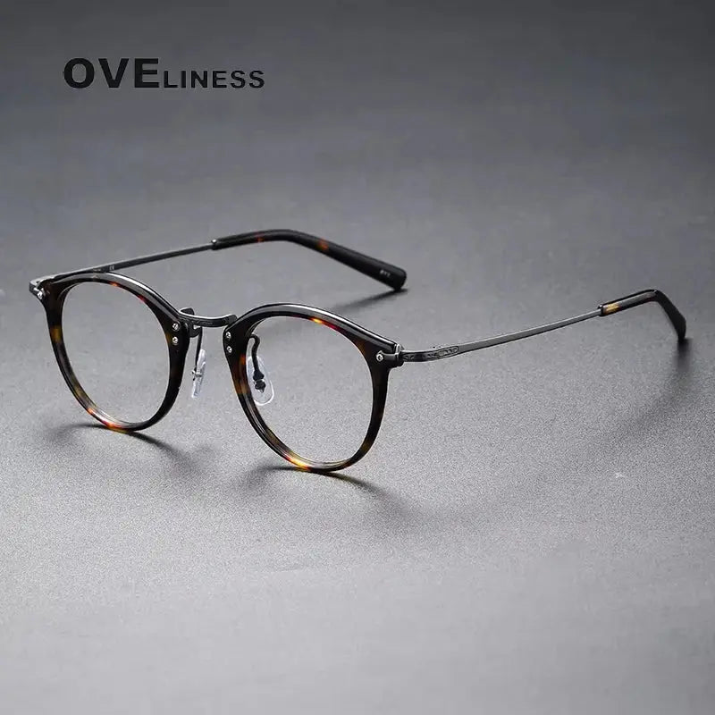 Unisex Oval Full Rim Titanium Prescription Glasses 614805 — view 5 | Rx Spectacle