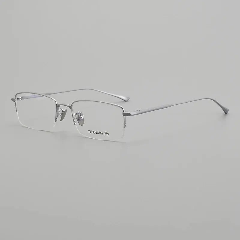 Unisex Square Semi-Rimless Titanium Prescription Glasses 195145 — view 4 | Rx Spectacle