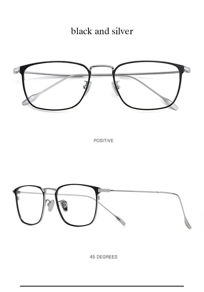 Men's Square Full Rim Titanium Prescription Glasses W8083 — view 12 | Rx Spectacle