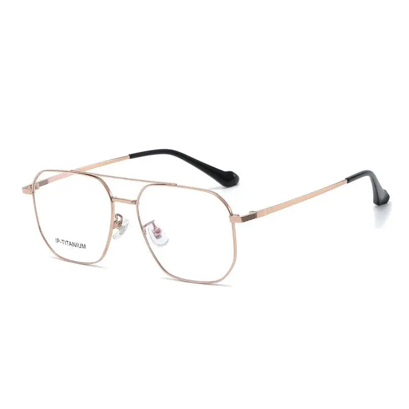 Unisex Square Full Rim Alloy Double Bridge Prescription Glasses 98434 — view 3 | Rx Spectacle