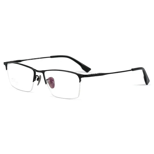 Men's Square Semi-Rimless Titanium Prescription Glasses 76010 — view 1 | Rx Spectacle