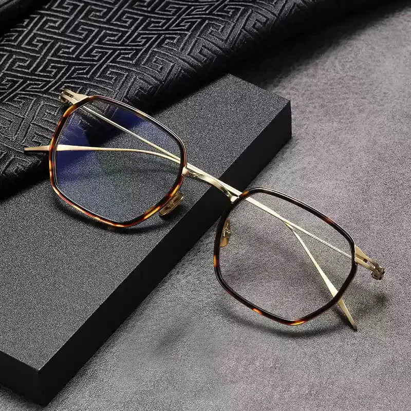 Unisex Square Full Rim Titanium Prescription Glasses 49216 — view 5 | Rx Spectacle