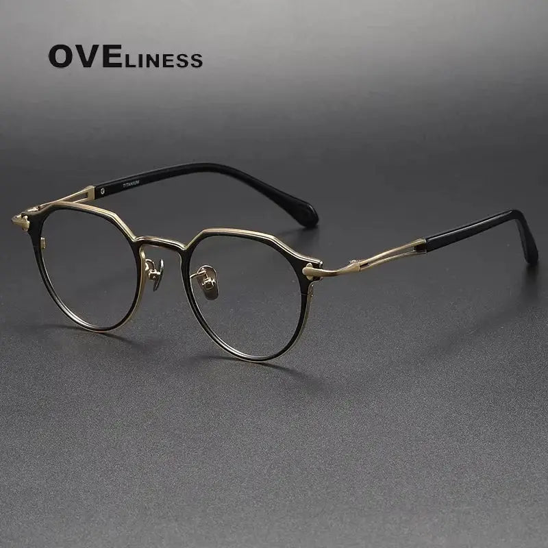 Unisex Oval Full Rim Titanium Flat Top Prescription Glasses 369141 — view 4 | Rx Spectacle