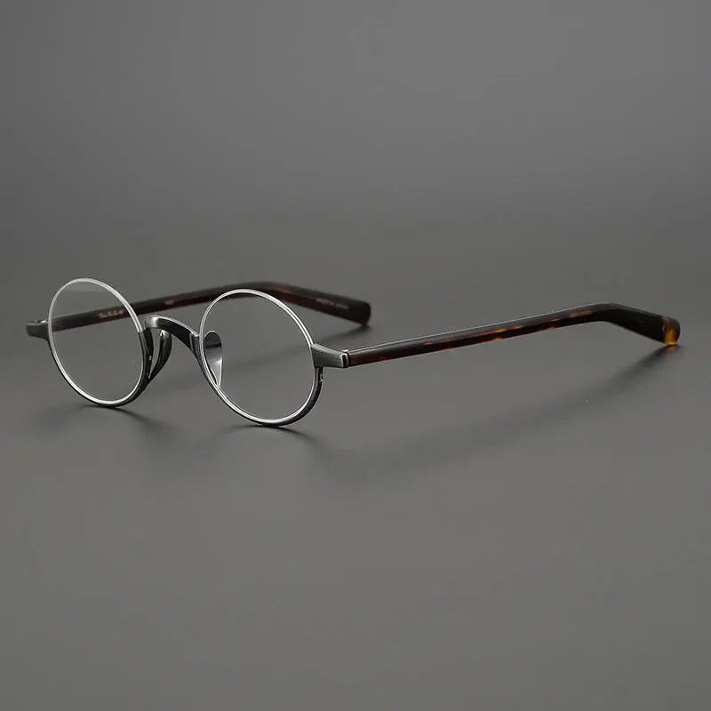 Unisex Round Semi-Rimless Titanium Prescription Glasses N80 — view 8 | Rx Spectacle