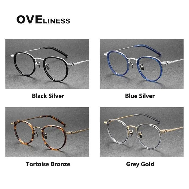 Unisex Round Full Rim Titanium Prescription Glasses M43 — view 7 | Rx Spectacle