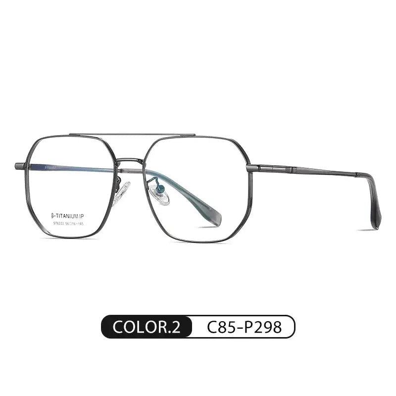 Unisex Square Full Rim Titanium Double Bridge Prescription Glasses 6222 — view 4 | Rx Spectacle