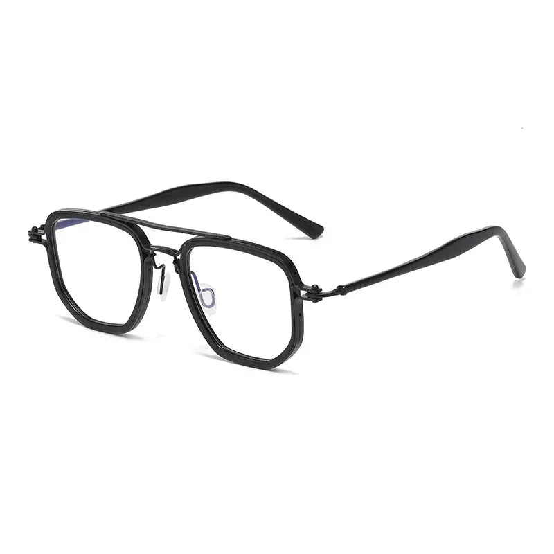 Men's Square Full Rim Titanium Double Bridge Prescription Glasses 365876 — view 4 | Rx Spectacle