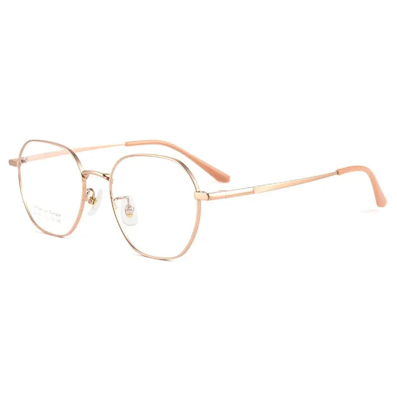 Women's Polygon Full Rim Titanium Flat Top Prescription Glasses 75055 — view 6 | Rx Spectacle