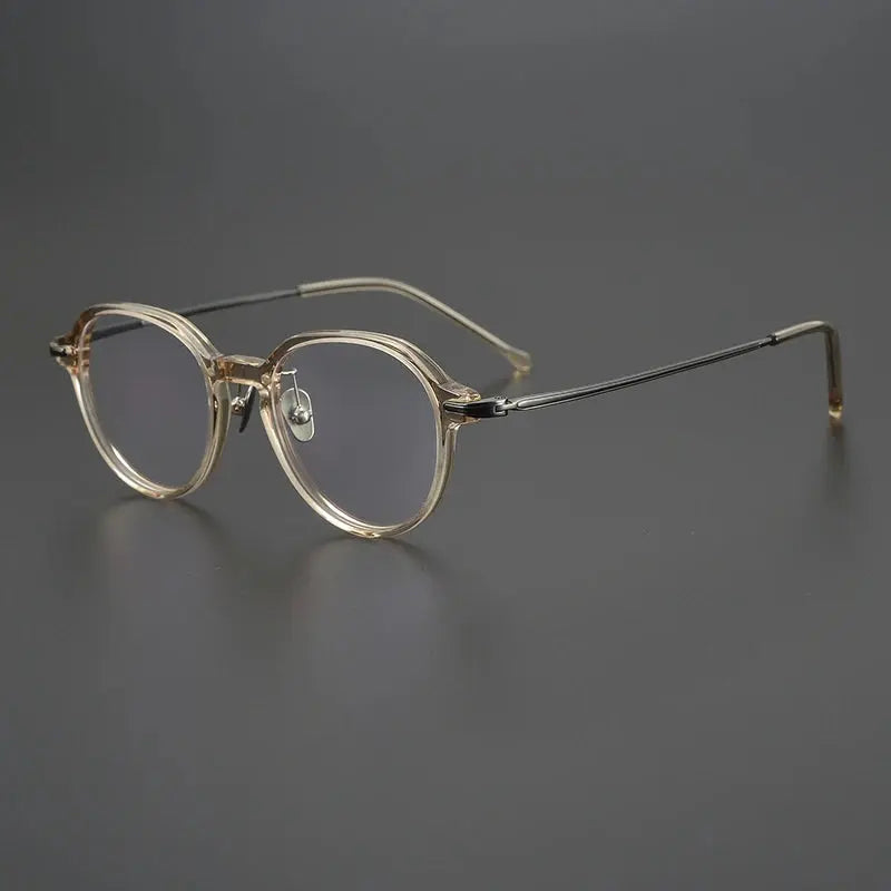 Unisex Oval Full Rim Titanium Flat Top Prescription Glasses 19834 — view 3 | Rx Spectacle